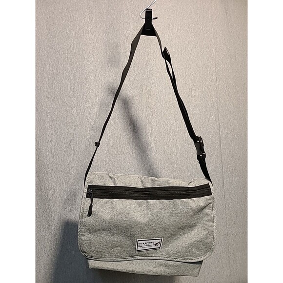 GILA River grey crossbody messenger bag. Pin Striped Liner Pink /white - Picture 1 of 12